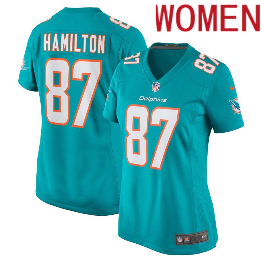 Women Miami Dolphins 87 DaeSean Hamilton Nike Aqua Home Game Player NFL Jersey